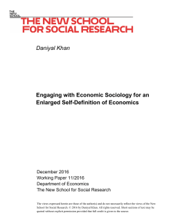 Daniyal Khan Engaging with Economic Sociology for an Enlarged
