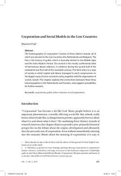 Corporatism and Social Models in the Low Countries