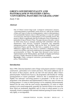 green governmentality and pastoralism in western china