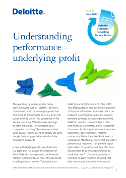 Understanding performance &ndash; underlying profit