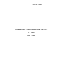 Divine Empowerment 1 Running head: DIVINE EMPOWERMENT