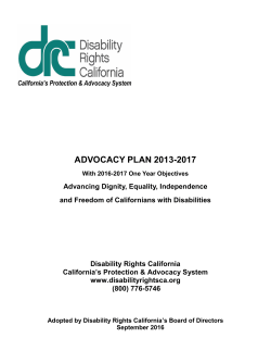 advocacy plan 2013-2017 - Disability Rights California