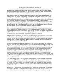 BUTTERFAT CONTENT IMPACTS MILK PRICES A report from the