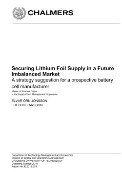 Securing Lithium Foil Supply in a Future Imbalanced Market