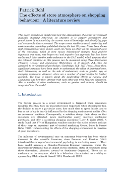 Patrick Bohl The effects of store atmosphere on shopping behaviour