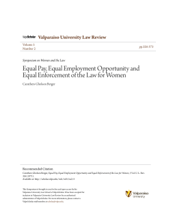 Equal Pay, Equal Employment Opportunity and