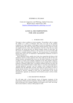 lexical decomposition: for and against