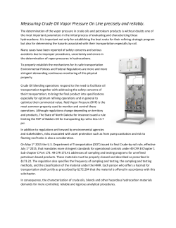 Measuring Crude Oil Vapor Pressure On Line precisely and reliably.