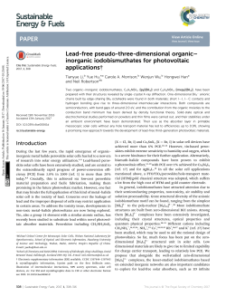 Lead-free pseudo-three-dimensional organic&ndash;inorganic