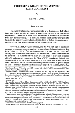 Coming Impact of the Amended False Claims Act, The