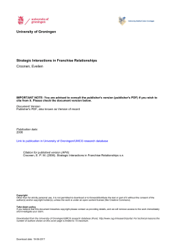 Strategic Interactions in Franchise Relationships Croonen