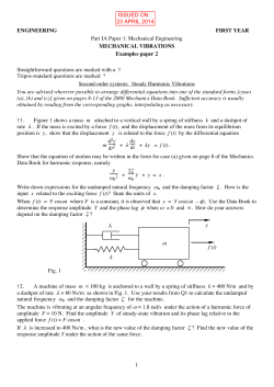 1P1, 2013-14, Mechanical Vibrations: examples paper 2