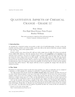 Quantitative Aspects of Chemical Change - Grade 11