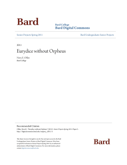 Eurydice without Orpheus - Bard Digital Commons