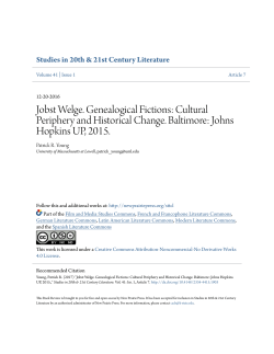 Jobst Welge. Genealogical Fictions