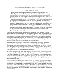 Alienation and Hidden Shame: Social