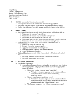 Chiang 1 &copy; 1 Jerry Chiang Lesson: Copyright Law Source: Original