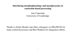 Interfacing morphophonology and morphosyntax in constraint