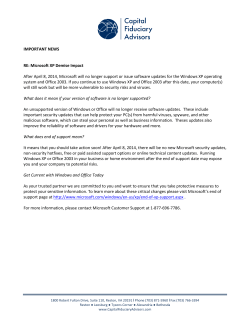 Important News &ndash; Microsoft XP Demise Impact