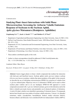 Studying Plant&ndash;Insect Interactions with Solid Phase Microextraction