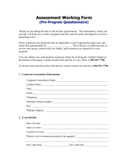 Assessment Working Form
