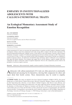 Empathy In InstItutIonalIzEd adolEscEnts WIth callous