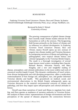 BOOK REVIEW Exploring Victorian Travel Literature: Disease, Race