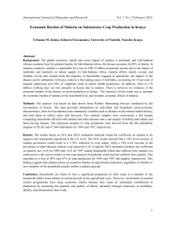 Economic Burden of Malaria on Subsistence Crop Production in