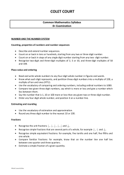 COLET COURT MATHEMATICS SYLLABUS 8+