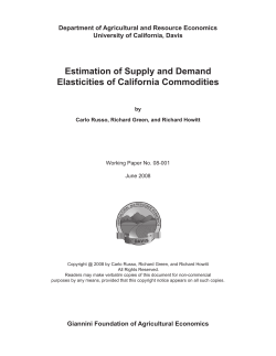 ESTIMATION OF SUPPLY AND DEMAND ELASTICITES OF