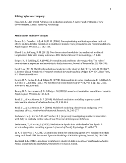 1 Bibliography to accompany: Preacher, K. J. (in press). Advances in