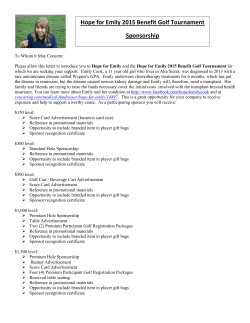 Hope for Emily 2015 Benefit Golf Tournament Sponsorship