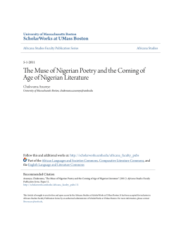 The Muse of Nigerian Poetry and the Coming of Age of Nigerian