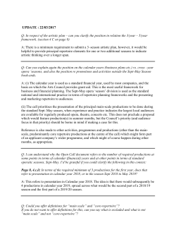 Mainscale Opera Provision: Questions