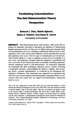 Facllltaitng IntemaUzatlon: The Self-Determination Theory