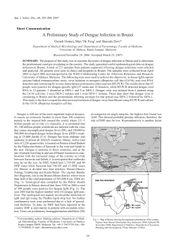 A Preliminary Study of Dengue Infection in Brunei