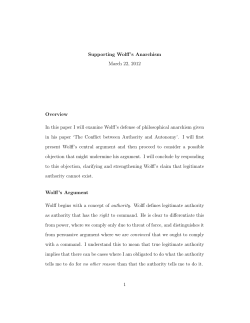 Supporting Wolff`s Anarchism