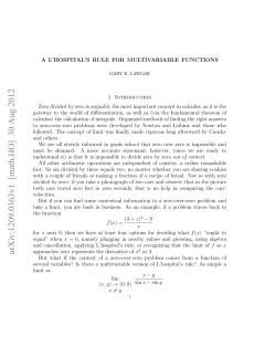 A L`HOSPITAL`S RULE FOR MULTIVARIABLE FUNCTIONS