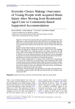 Everyday Choice Making: Outcomes of Young People with Acquired
