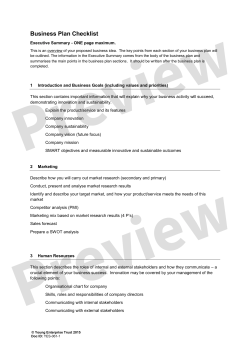 Business Plan Checklist - Young Enterprise Trust
