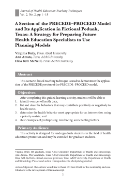 A Section of the PRECEDE–PROCEED Model and Its Application in