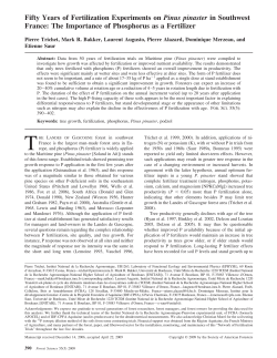 Fifty Years of Fertilization Experiments on Pinus - gpf-sud