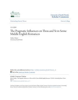 The Pragmatic Influences on Thou and Ye in Some Middle English