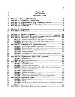 1 Chapter 16 1 Iowa Rules of 2 Electronic Filing 3 Division I
