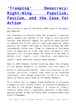 Democracy: Right-Wing Populism, Fascism, and the Case for Action