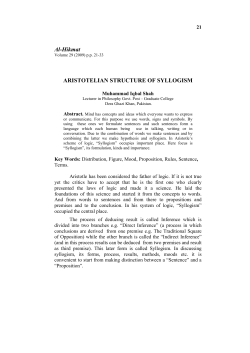 Aristotelian Structure of Syllogism by Muhammad Iqbal Shah
