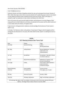 JASWA 2017 Meeting Schedule Date Theme Topic