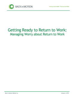 Managing Worry About Returning to Work