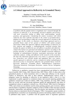 "Critical Approach to Reflexivity in Grounded Theory" by Stephen J