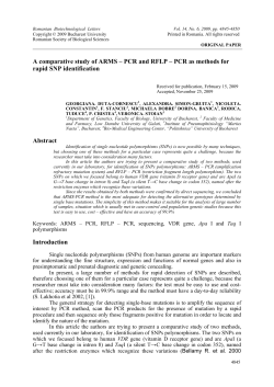 PCR and RFLP - Romanian Biotechnological Letters
